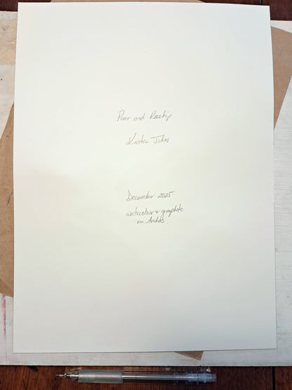 Pear and Rosehip - original painting, 9x12 inches