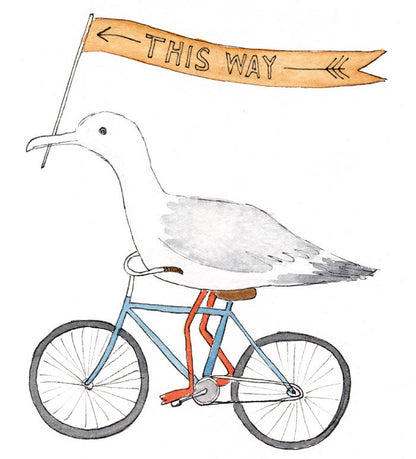 seagulls on bicycles - Art Print