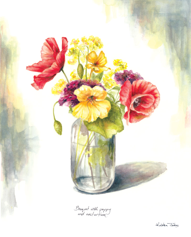 Bouquet with poppy and nasturtium - Art Print