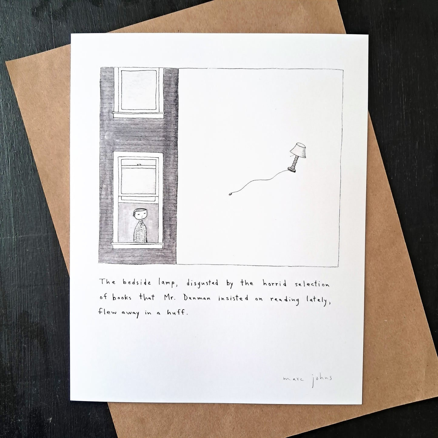 the bedside lamp flew away in a huff - Art Print