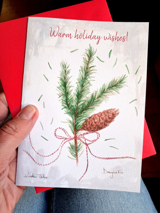A sprig of Douglas Fir - Holiday Greeting Card