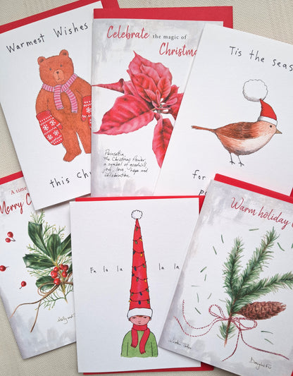 Christmas cards, a set of 6 different designs